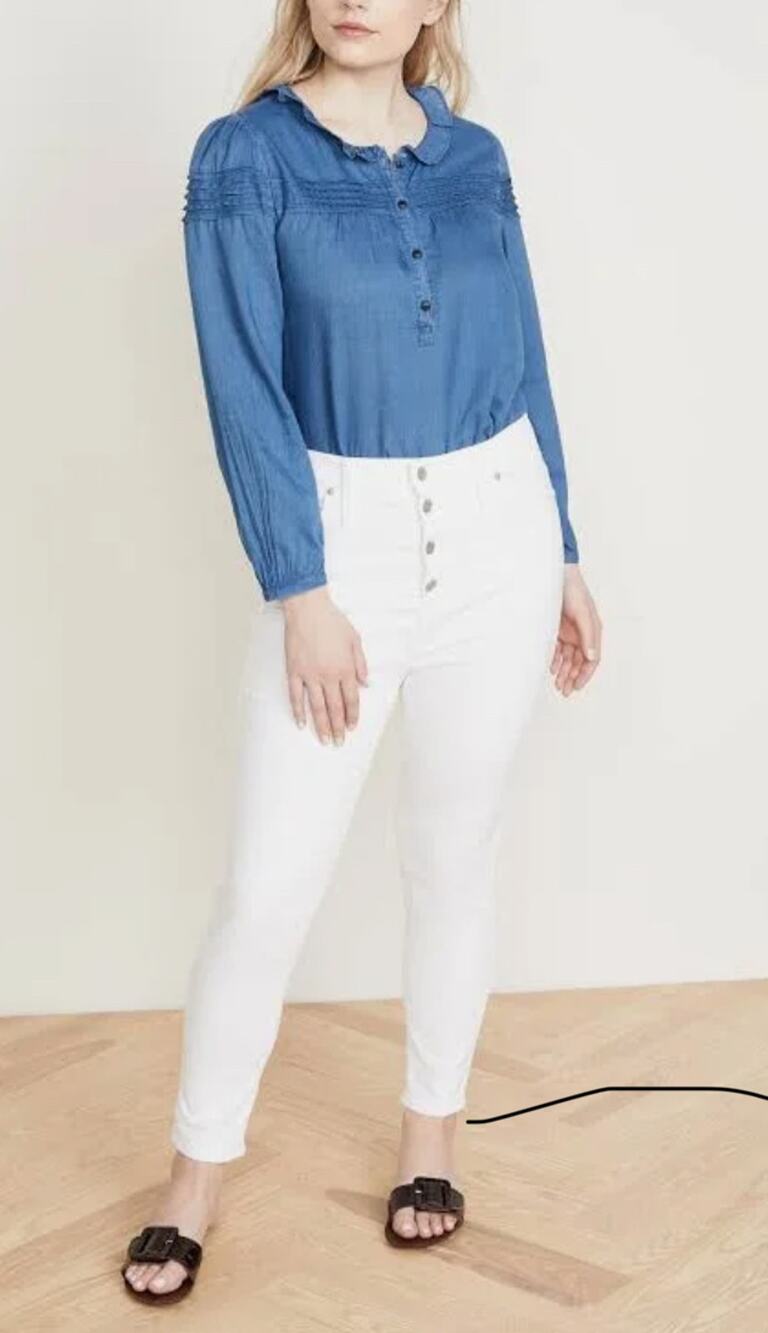 Madewell Button Fly Skinny Denim Jeans White Size 35/Women's 20 Plus Petite NEW